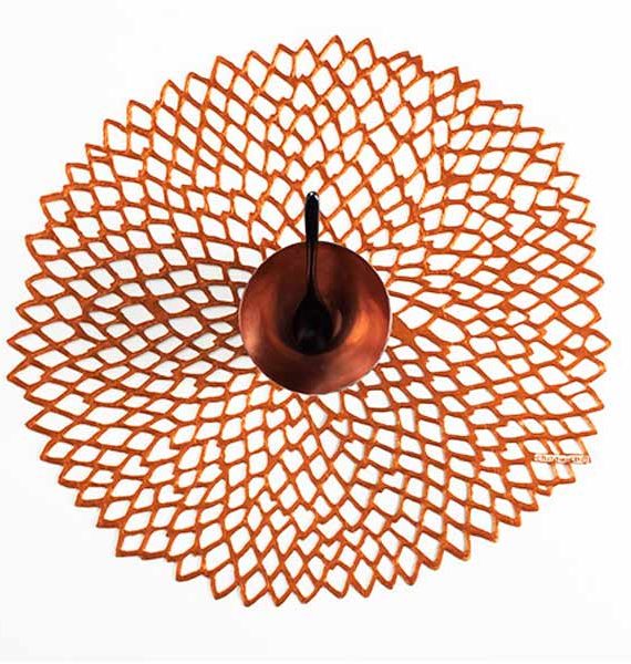 Chilewich Pressed Vinyl Dahlia Rose Gold Placemat-Chilewich
