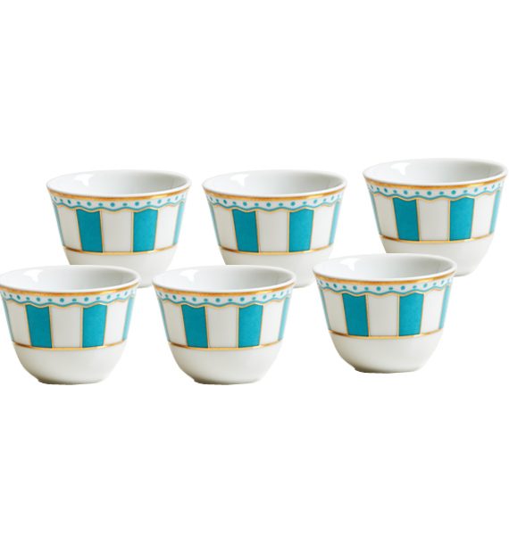 Noritake Carnivale Light Blue Arabic Coffee Cup Set-NORITAKE