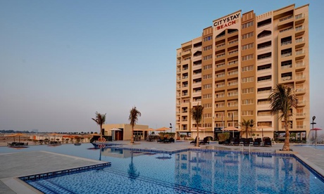 RAK: 1-Night Apartment Stay for Up to 4 Adults and 1 Child with Meal Options at City Stay Beach Hotel Apartments